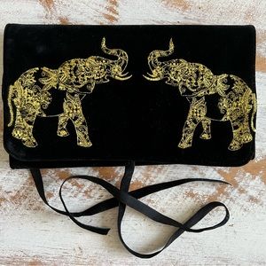 Elephant Embroidered Travel Folding Jewelry Organizer- Never Used
